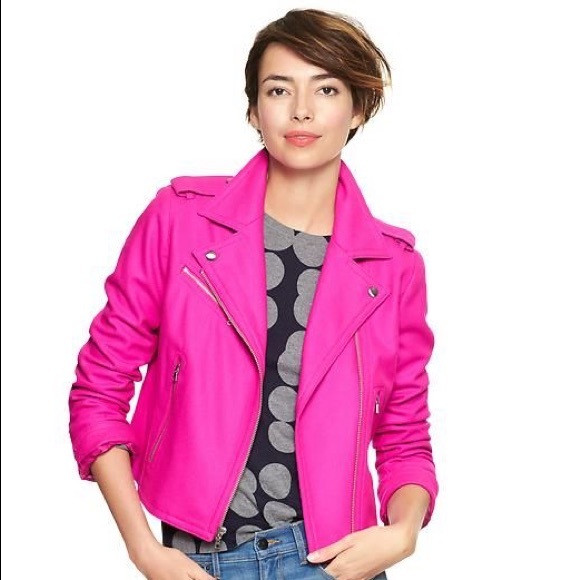 GAP Fuchsia Wool-Blend Moto Jacket - Picture 2 of 9